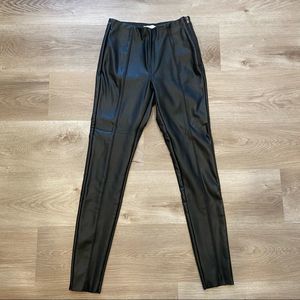 Topshop Black Fleece Lined Vegan Leather Pants